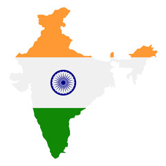 Republic of India Map made by Indian Flag colors brush strokes. Happy Independence Day and Republic Day concept.