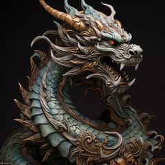 traditional chinese dragon for chinese new year 2024, chinese lucky dragon symbol, Lùhng, ryū, 龍/竜, yong, 용, mungkorn, มังกรจีน, rồng, generative AI - obrazy, fototapety, plakaty