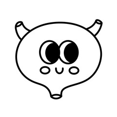 Cute happy funny human bladder organ character line icon.