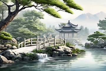 japanese garden in spring