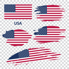 Set of vector USA flags