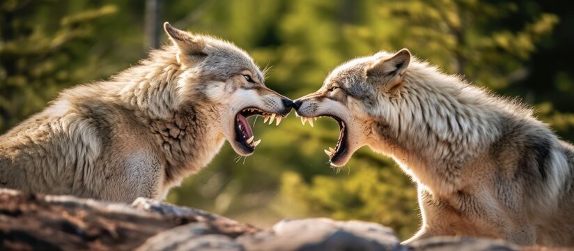 wolves fighting