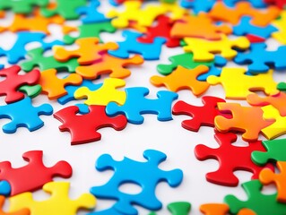 Puzzle Pieces Coming Together Collaboration and Connection Isolated on White Background AI Generated