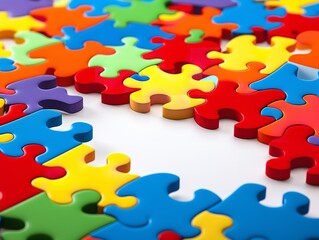 Puzzle Pieces Coming Together Collaboration and Connection Isolated on White Background AI Generated