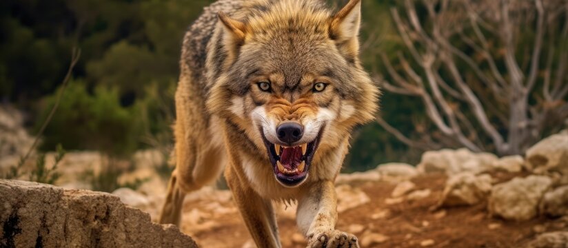 wolf with an angry expression