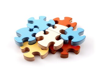 Puzzle Pieces Coming Together Collaboration and Connection Isolated on White Background AI Generated