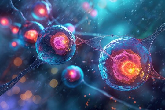 This close-up photograph showcases the details of a modern cell phone, highlighting its design and features, A microscopic view of nanobots repairing human cells, AI Generated