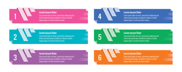 six steps banner template. ribbon information template. vector banners