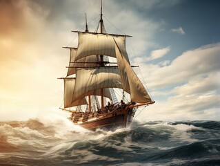 Fototapeta premium Ship in a Bottle Navigating Dreams Isolated on White Background AI Generated
