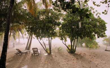 Tropical rainshower in the Maldives