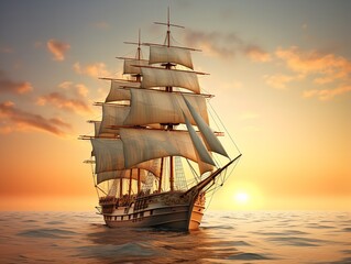 Ship in a Bottle Navigating Dreams Isolated on White Background AI Generated