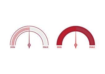 semicircle minimum and maximum indication. minimum and maximum semicircular dial