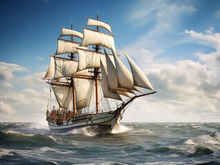 Ship in a Bottle Navigating Dreams Isolated on White Background AI Generated