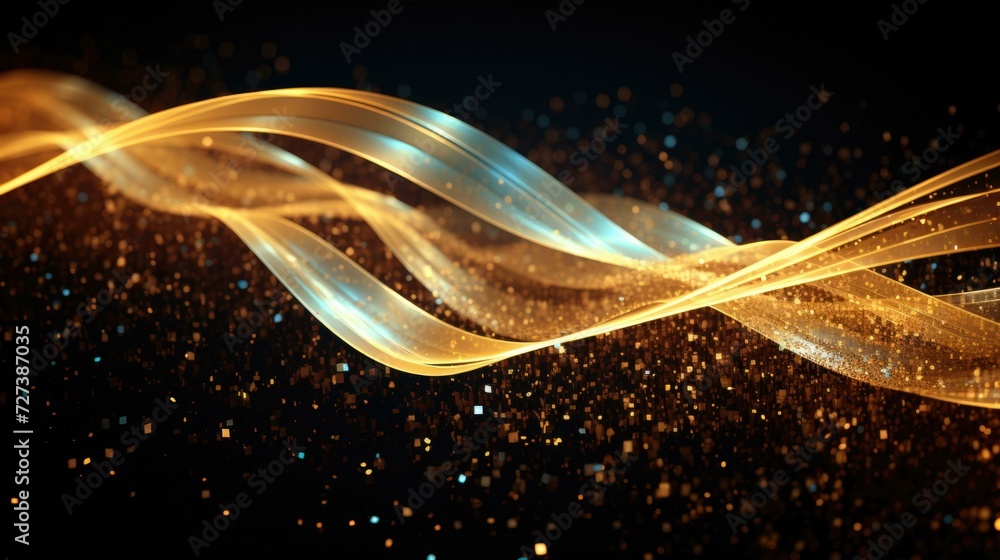 Aufkleber a mesmerizing abstract background with a golden wave and sparkles. generative ai.