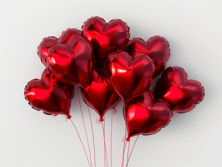 Heart-shaped balloons on white background
