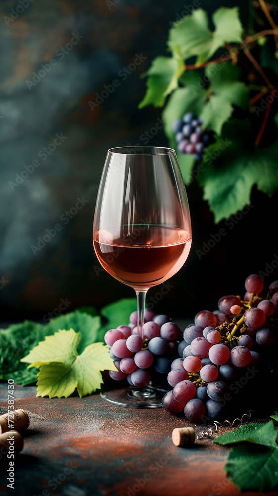 Wall mural still life with wine and grapes