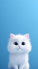 best cat wallpaper white cat standing in front of a blue background, in the style of cartoon realism, kawaii, 8k resolution, ivanovich pimenov, furry art,