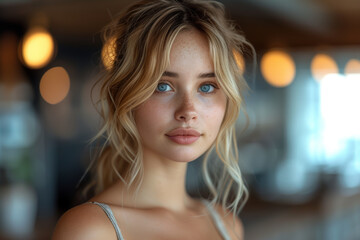 A portrait photograph with AI-generated background blur, focusing attention on the subject and creating a professional bokeh effect. Concept of AI-powered portrait refinement. Generative Ai.