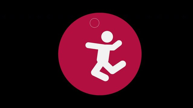 Pictograma de los Juegos Ol&iacute;mpicos de lado derecho con el deporte voleibol con alpha en un circulo rojo