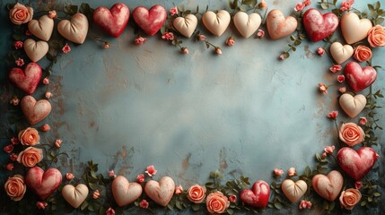 Picture of Hearts With Roses - A Romantic Valentines Day Symbol