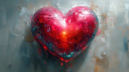 A beautiful painting of a heart adorning a plain wall, perfect for celebrating Valentines Day.