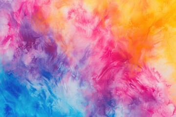 Fototapeta na wymiar An abstract painting featuring vibrant blue, pink, and yellow colors on a canvas, A tie-dye inspired abstract background with vibrant hues, AI Generated
