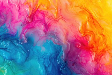 This photo showcases a vibrant multicolored fluid painting placed against a white background, A tie-dye inspired abstract background with vibrant hues, AI Generated