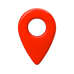 volumetric realistic red model of a geographic marker or geographic position. Symbol, sign or mark. 3d render