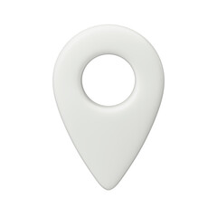 volumetric realistic white model of a geographic marker or geographic position. Symbol, sign or...