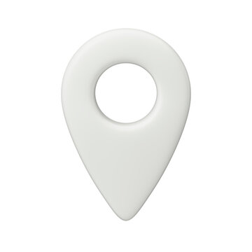 volumetric realistic white model of a geographic marker or geographic position. Symbol, sign or mark. 3d render