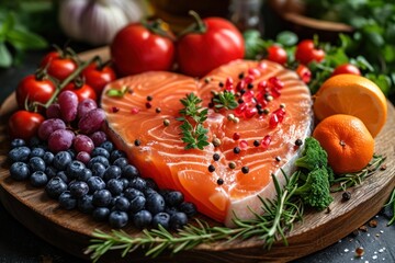Heart-healthy nutrition with clean fruits and vegetables recommended by doctors