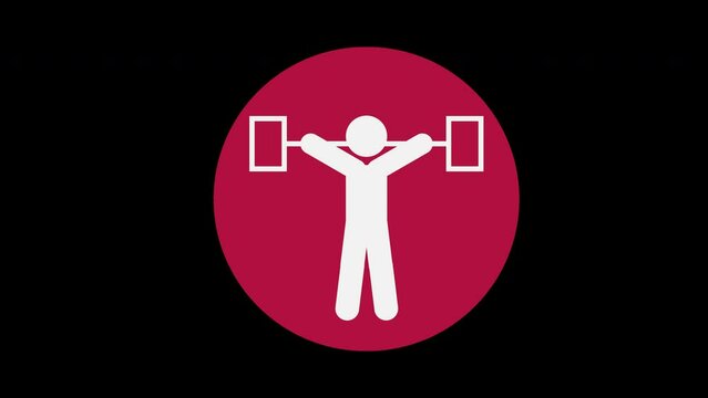 Pictograma de los Juegos Ol&iacute;mpicos de lado derecho con el deporte halterofilia con alpha en un circulo rojo