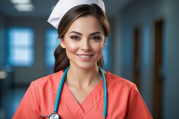 Guardian of Health: Radiant Nurse in a Professional Portrait