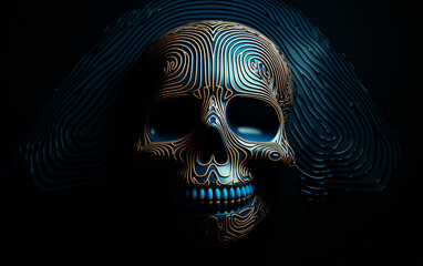 Abstract Skeletal Elegance: High Detail Human Skull - Shape Made by Lines