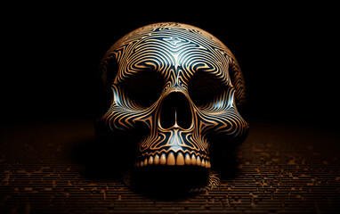  Intricate Anatomy: High Detail Human Skull - Shape Made by Lines