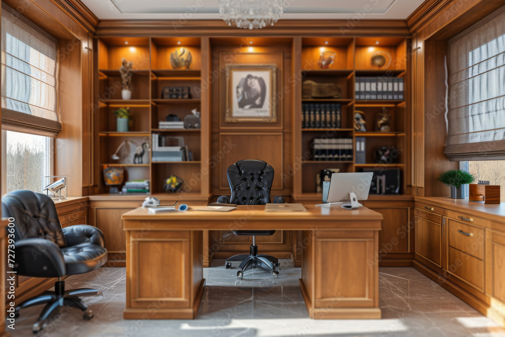 Aufkleber a home office with a custom-built desk, tailored to specific work needs and style preferences. conce