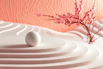 Abstract peach fuzz pantone serene and simplistic scene of nature's balance. 