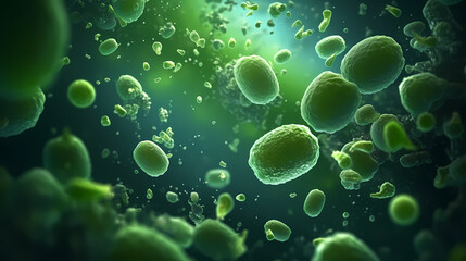Various shapes of bacteria, probiotics on light background, macro shot of different types of bacteria