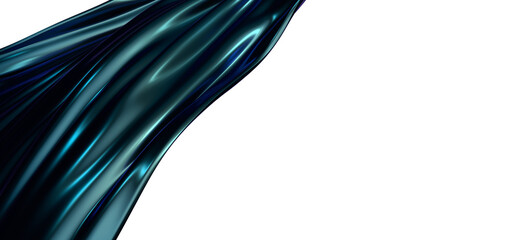 Blue waves background, liquid metallic wavy 3D illustration