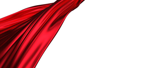 red wave silk satin fabric on white background for grand opening ceremony other occasion