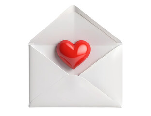 3D Rendering Envelope With Red Heart Isolated On Transparent Background, PNG File Add. Generative AI