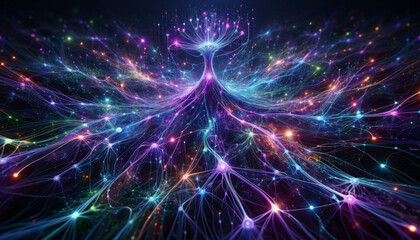 Obraz premium Synaptic Symphony: A Futuristic Fusion of Technology and Neural Networks