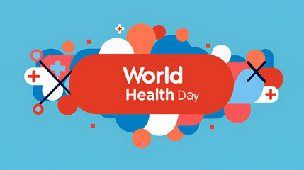 Health day. Vector illustration with text.