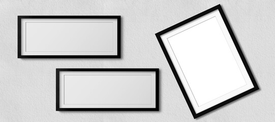 Realistic picture frame collage isolated on white background for mockup. Perfect for your presentations. wall interior with photo frame collage.
