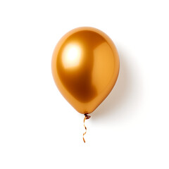 golden helium balloon on neat white background