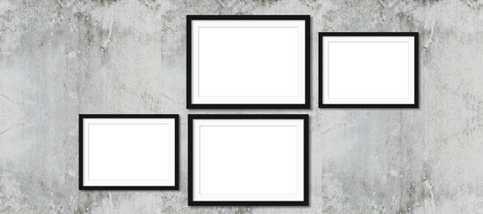 Realistic picture frame collage isolated on white background for mockup. Perfect for your presentations. wall interior with photo frame collage.
