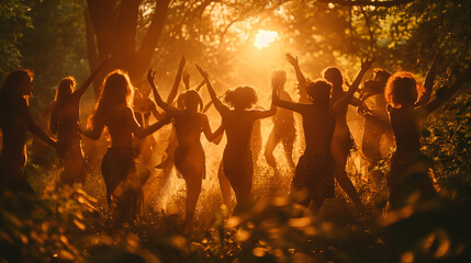 Group of People Dancing in the Woods