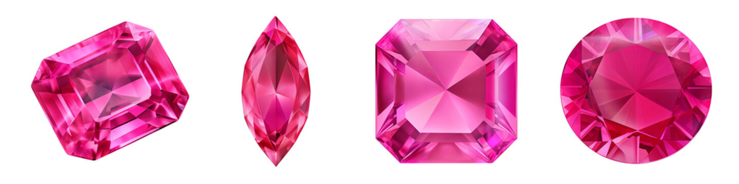Pink Ruby clipart collection, vector, icons isolated on transparent background