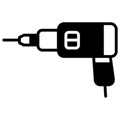 Drill glyph and line vector illustrations