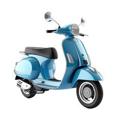 Timeless Ride: Classic blue Scooter isolated on transparent and white background. Ideal for use in advertising. Generative ai